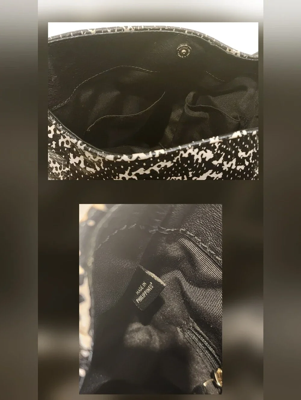 Coach Madison Phoebe Black Two-Tone Python Leather Shoulder Bag Tote Purse